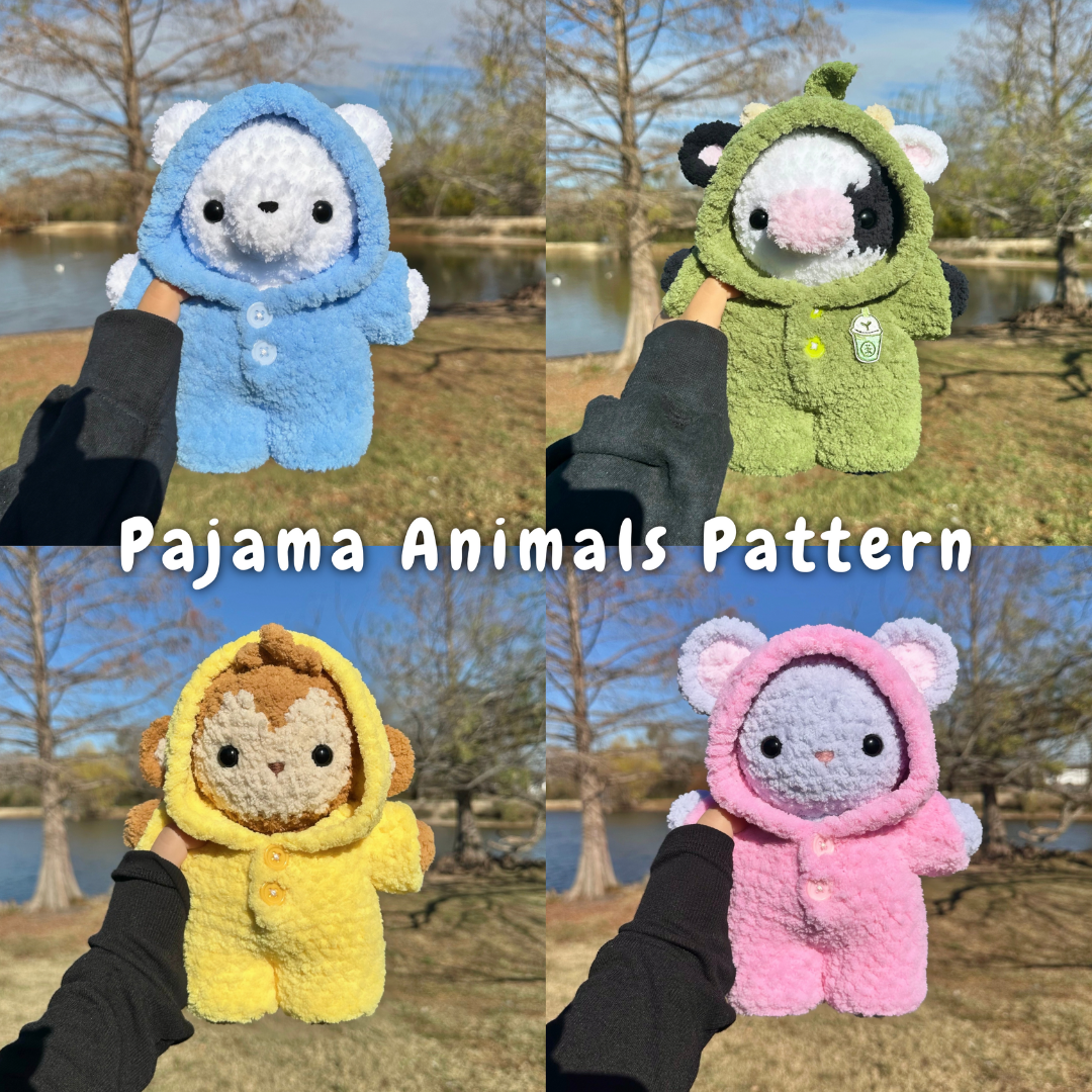 4 in 1 Pajama Animals Crochet Pattern | 4 Animals + Pajama