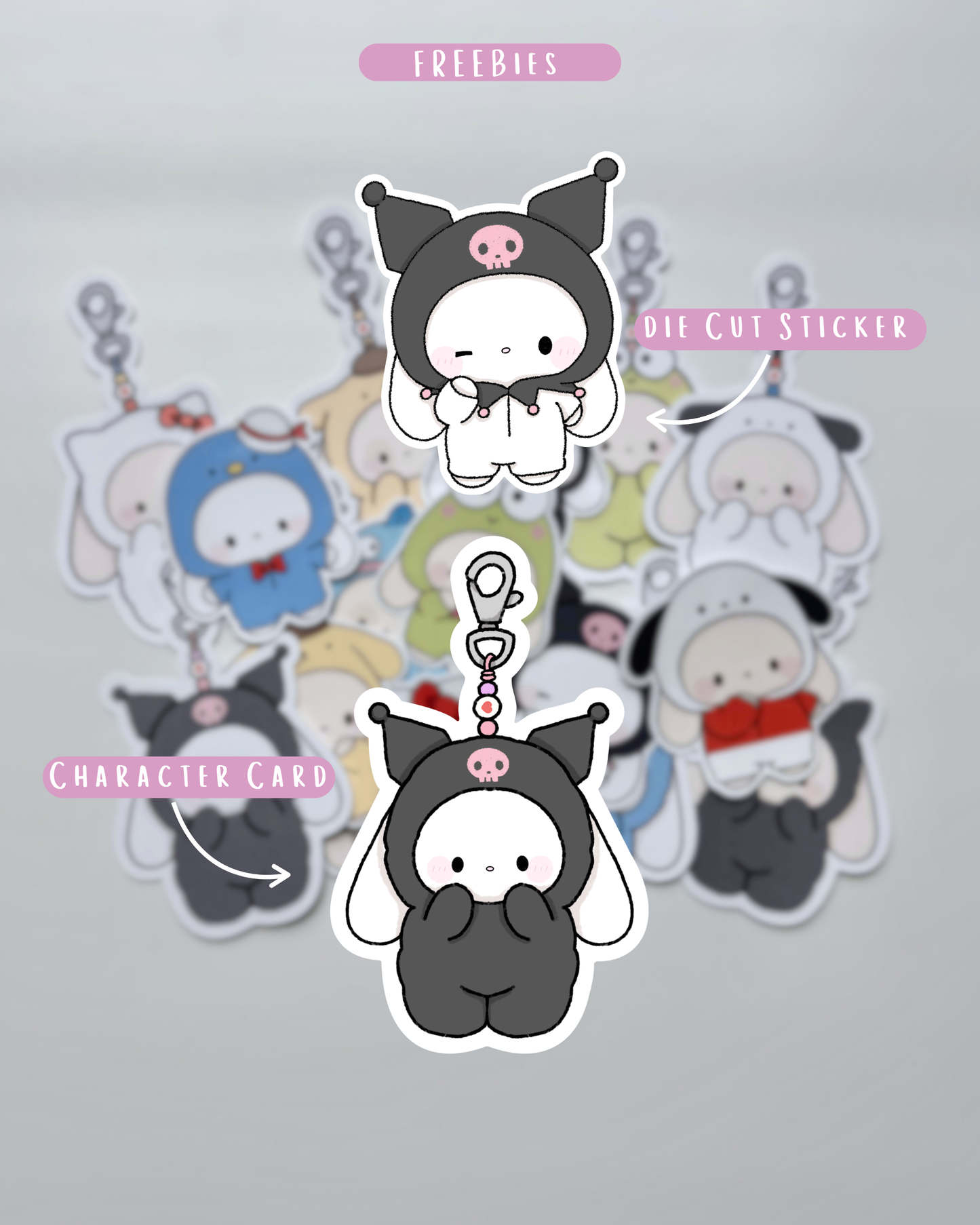 Jester Hat Pajama Bunny Plushie + Free Sticker & Character Card
