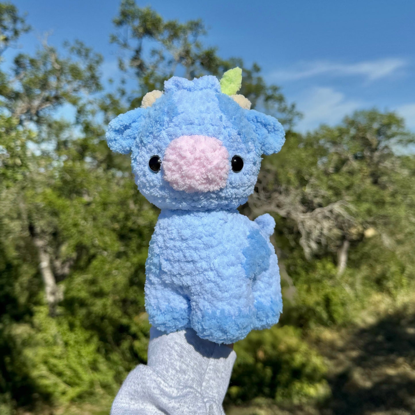 Crochet Blueberry Baby Cow Plushie