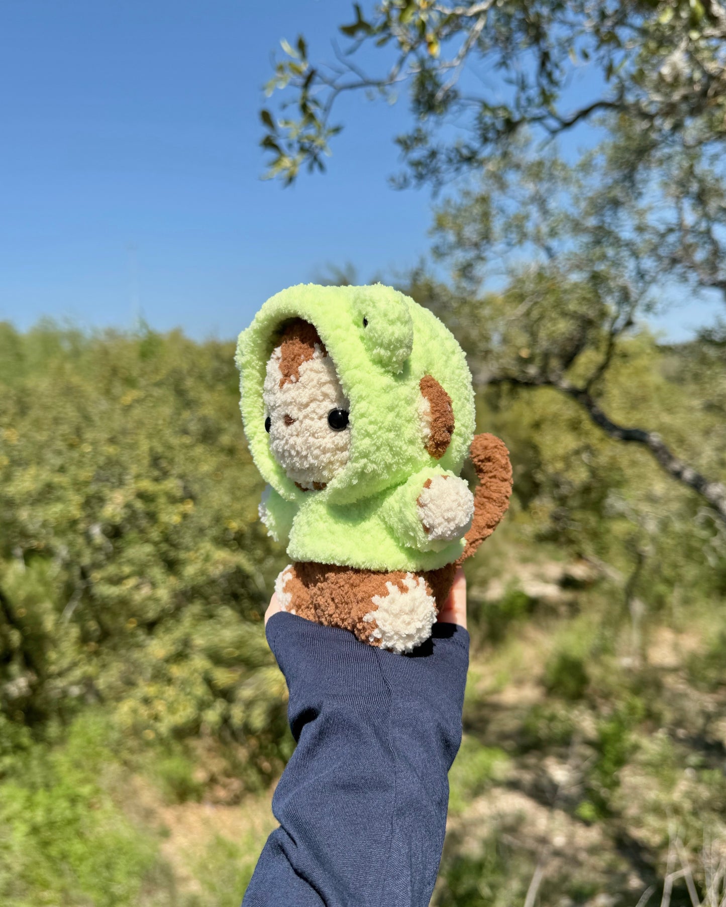 Crochet Frog Hoodie Monkey Plushie