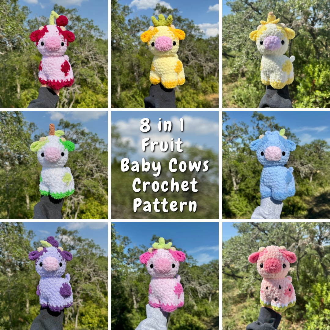 8 in 1 Fruit Baby Cows Crochet Pattern | 8 Fruit Baby Cows
