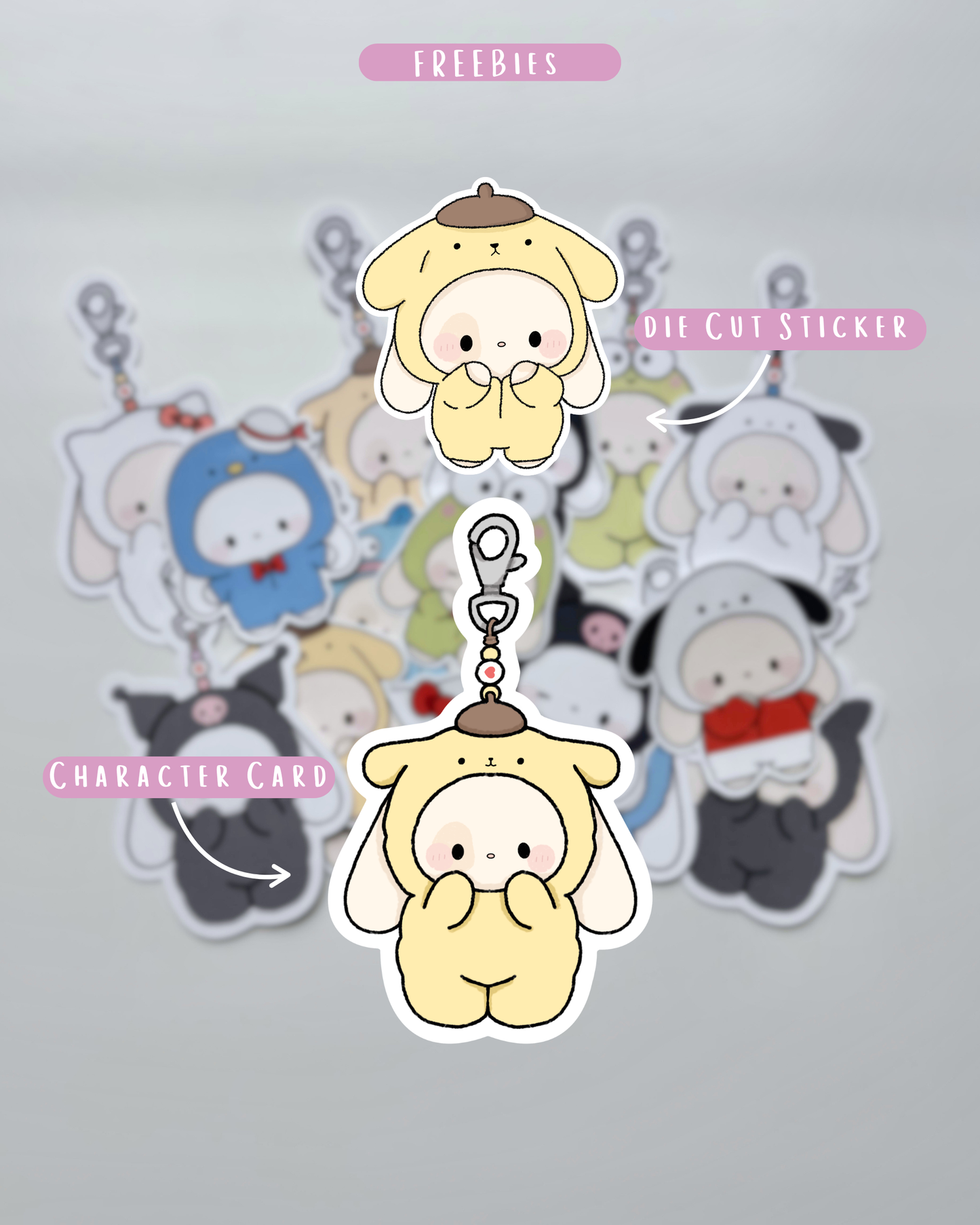 Yellow Dog Pajama Bunny Plushie + Free Sticker & Character Card