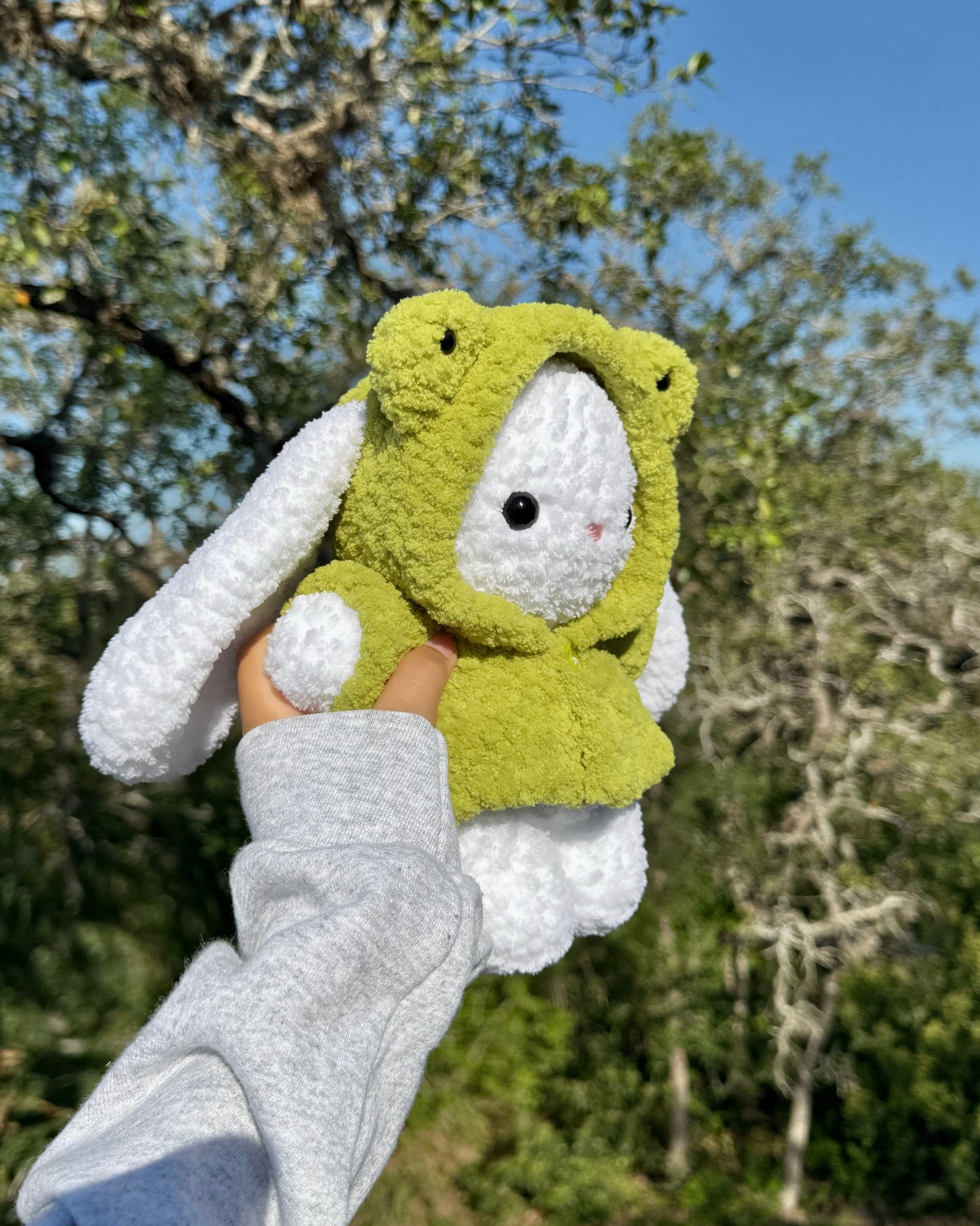 Crochet Frog Raincoat Bunny Plushie