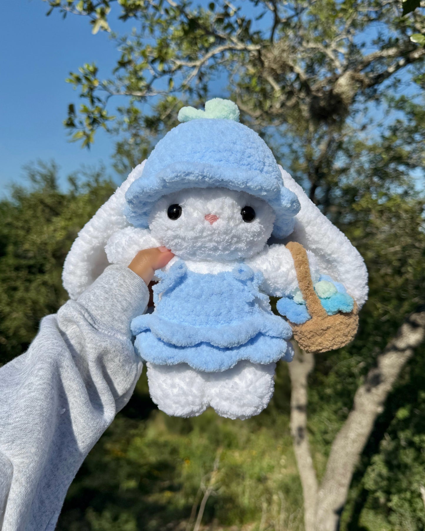 Crochet Bluebell Flower Bunny Plushie