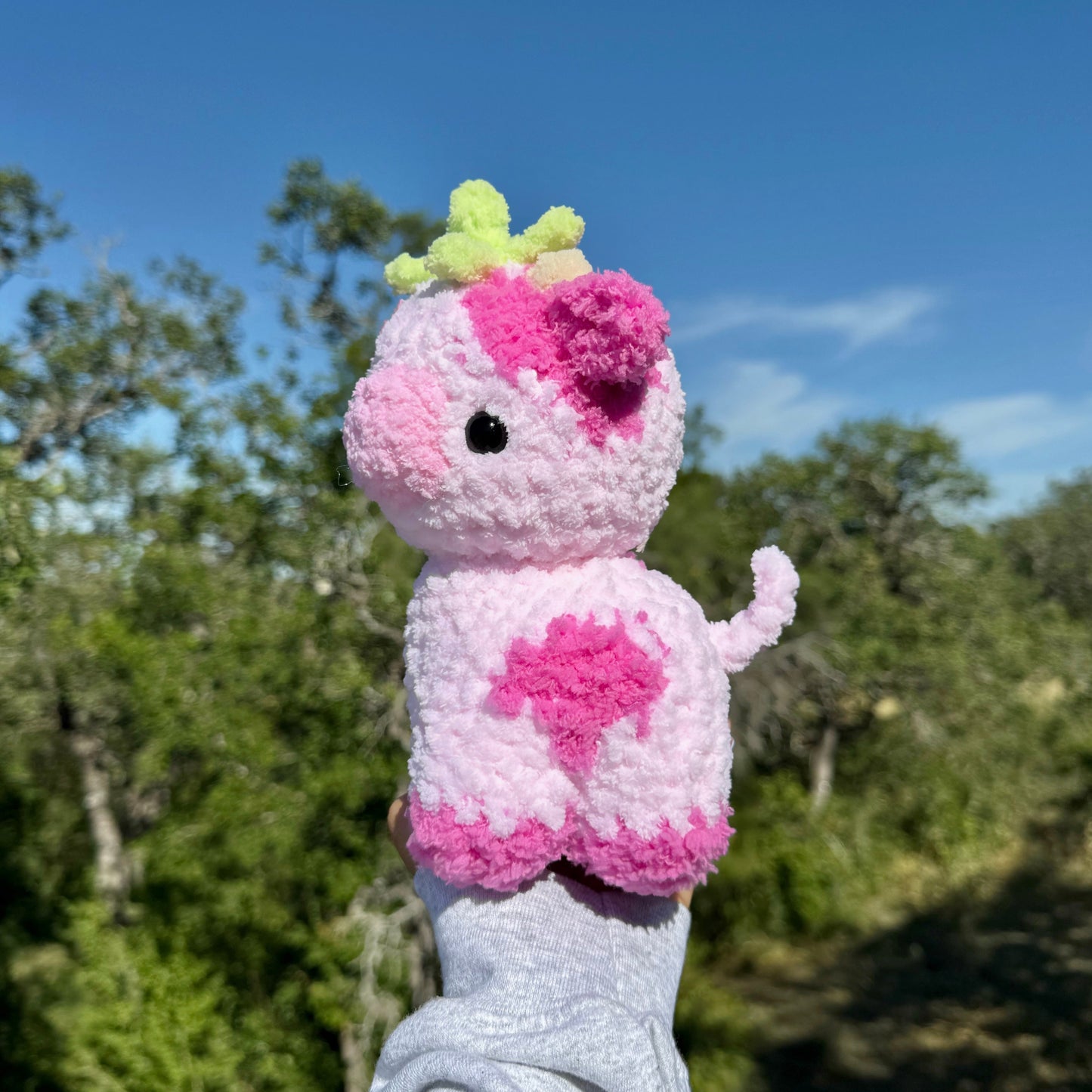 Crochet Strawberry Baby Cow Plushie