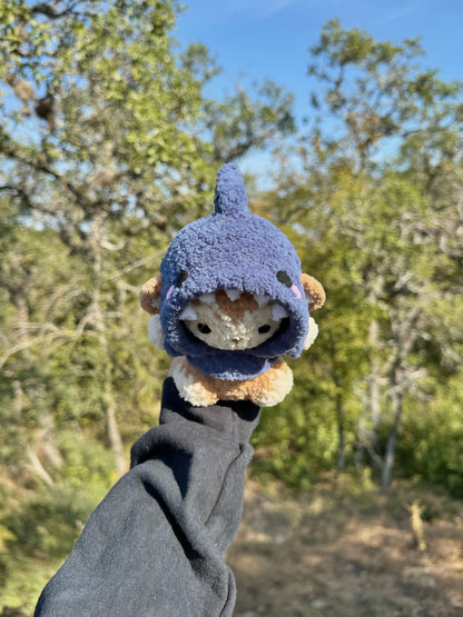 Crochet Shark Hoodie Monkey Plushie