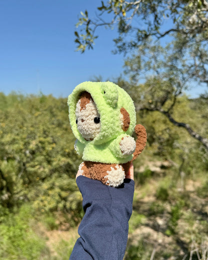 Crochet Frog Hoodie Monkey Plushie