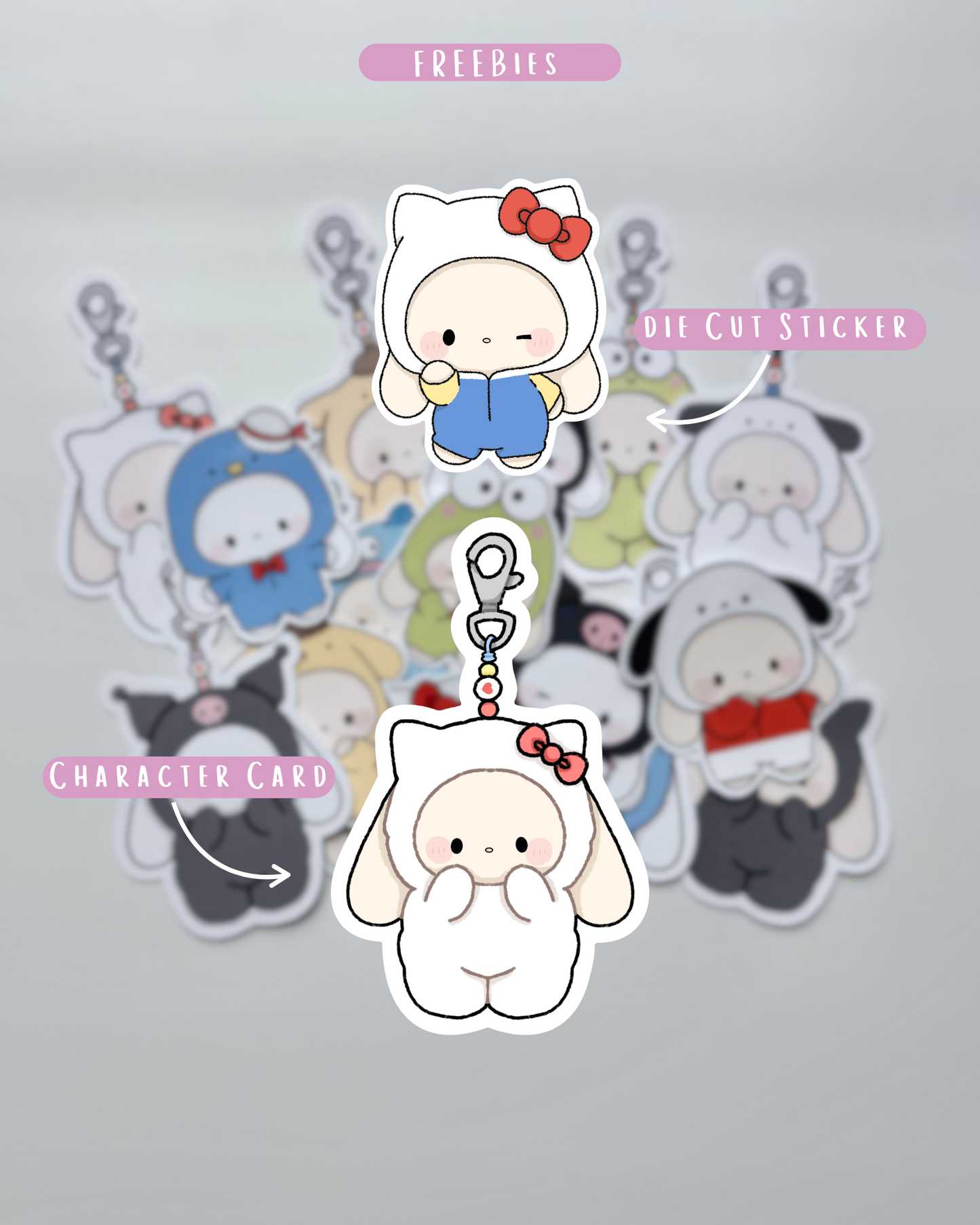Kitty Pajama Bunny Plushie + Free Sticker & Character Card
