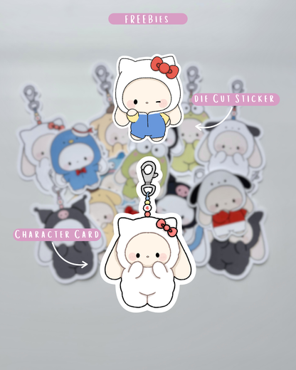 Kitty Pajama Bunny Plushie + Free Sticker & Character Card