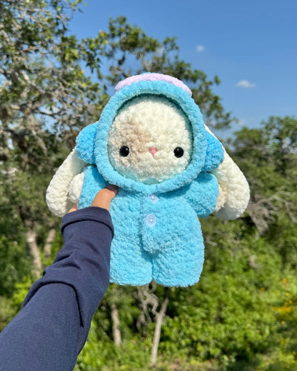 Blue Fish Pajama Bunny Plushie + Free Sticker & Character Card