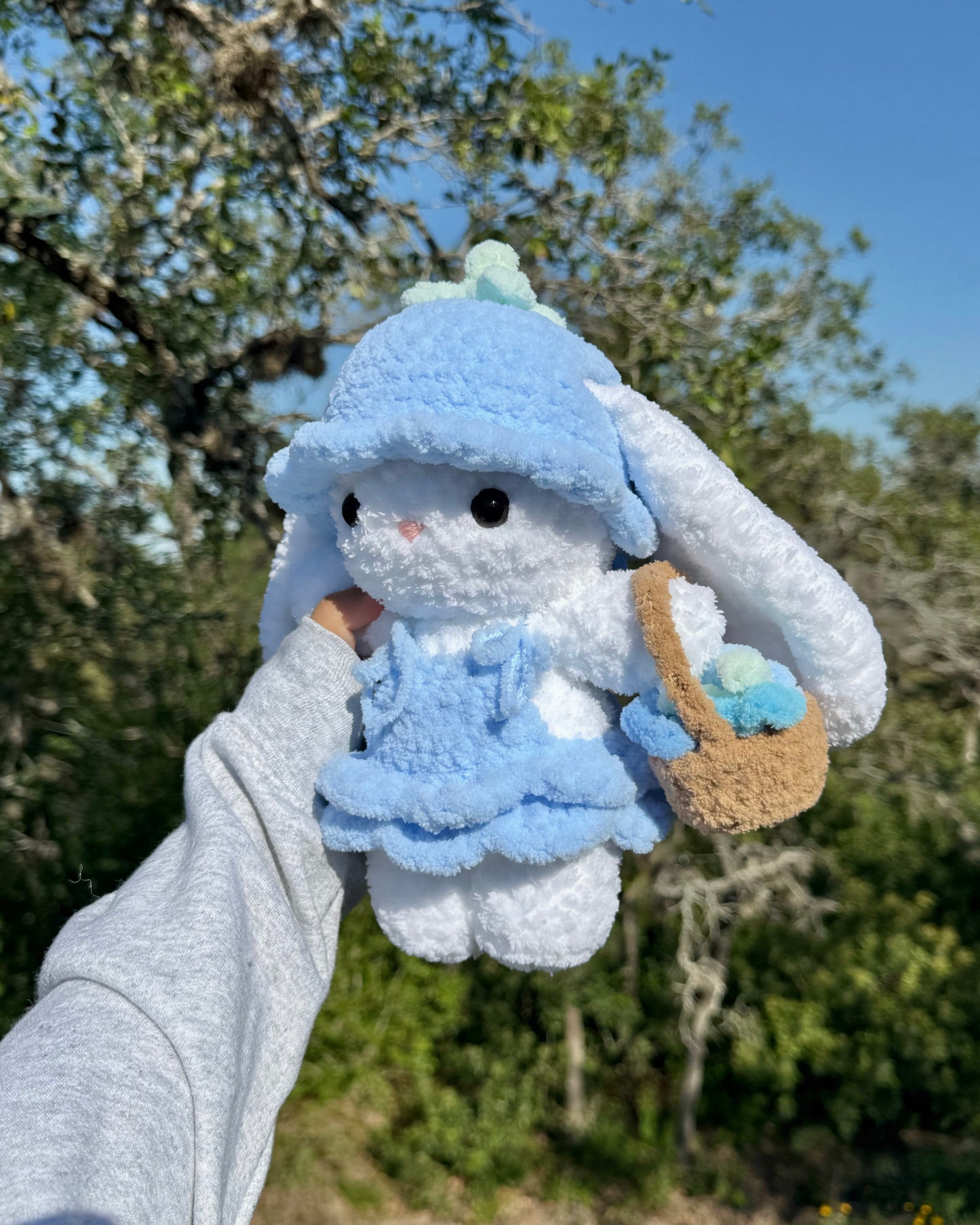 Crochet Bluebell Flower Bunny Plushie
