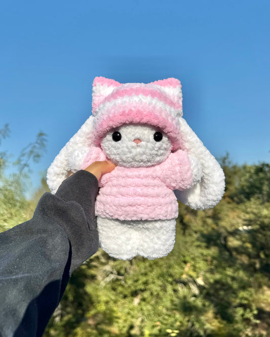 Crochet Cat Beanie & Sweater Bunny Plushie