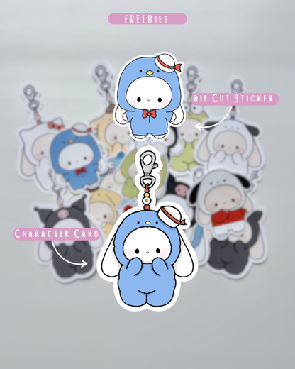 Tuxedo Penguin Pajama Bunny Plushie + Free Sticker & Character Card