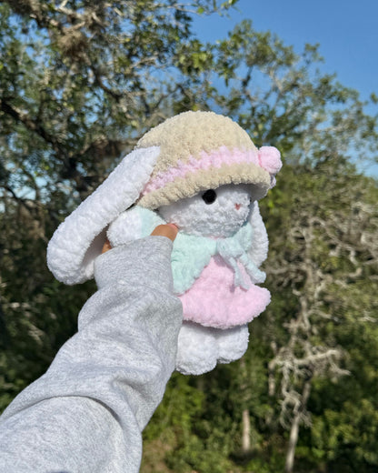 Crochet Sun Hat & Cardigan Bunny Plushie