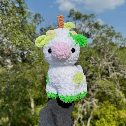 Crochet Apple Baby Cow Plushie