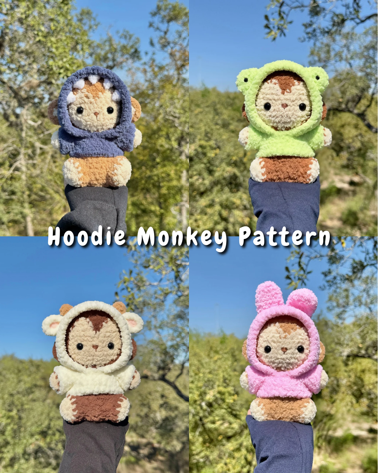 4 in 1 Hoodie Baby Monkey Crochet Pattern