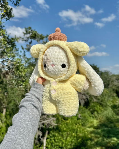 Yellow Dog Pajama Bunny Plushie + Free Sticker & Character Card