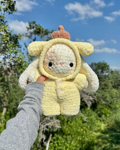 Yellow Dog Pajama Bunny Plushie + Free Sticker & Character Card
