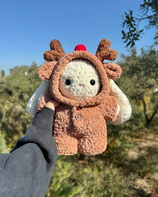Crochet Reindeer Pajama Bunny Plushie