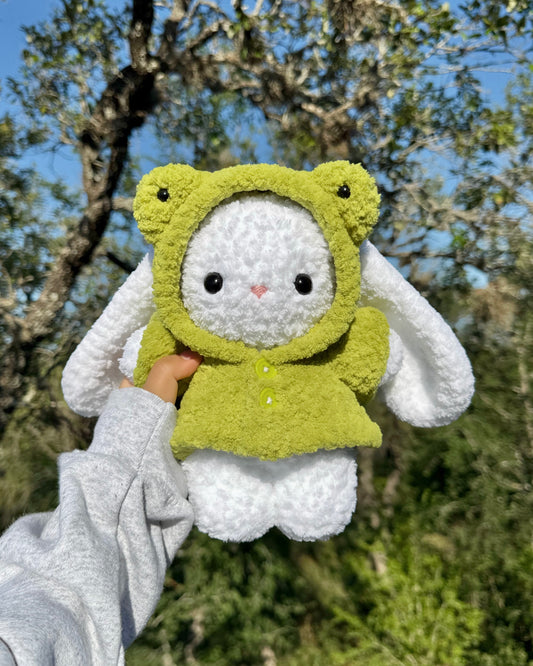 Crochet Frog Raincoat Bunny Plushie
