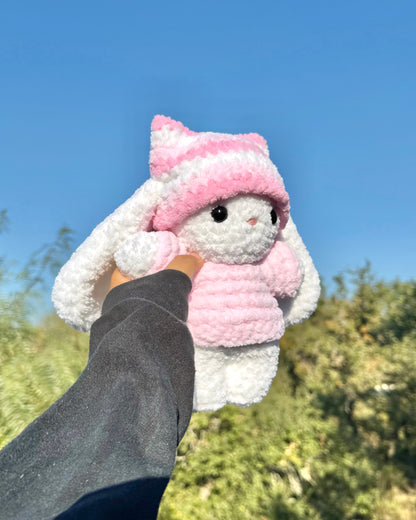 Crochet Cat Beanie & Sweater Bunny Plushie