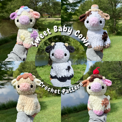 5 in 1 Sweet Baby Cows Crochet Pattern | 4 Sweet Series Baby Cows + 1 Original Baby Cow