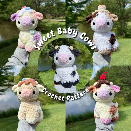 5 in 1 Sweet Baby Cows Crochet Pattern | 4 Sweet Series Baby Cows + 1 Original Baby Cow