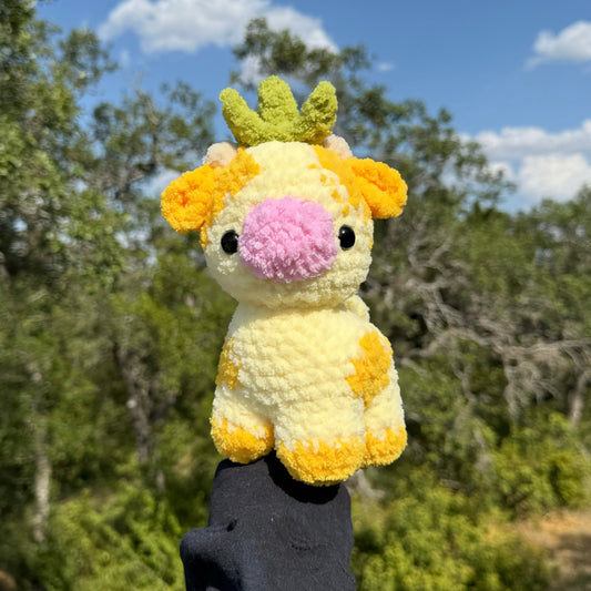 Crochet Pineapple Baby Cow Plushie