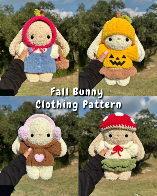12 in 1 Fall Bunny Clothing Crochet Pattern | Bunny + Clothing