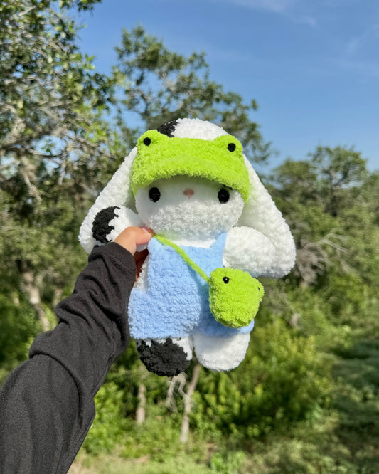 Crochet Frog Visor Bunny Plushie