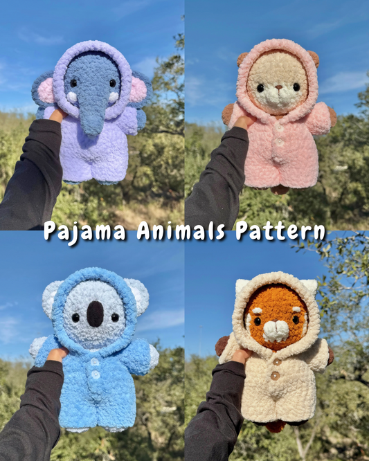 4 in 1 Pajama Animals Crochet Pattern | 4 Animals + Pajama